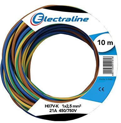 Electraline 25149 Cavo Unipolare N07V-K, Sezione 1x2.5 mm, 10 mt, Marrone/Blu/Verde/Giallo