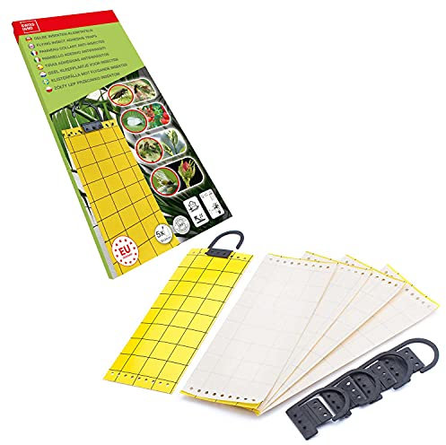 SWISSINNO Pannelli Adesivi Gialli – 5 Trappole Appiccicose per Mosche, Zanzare, Moscerini, Tarme e Insetti Volanti – Efficace Controllo per Casa, Giardino e Balcone
