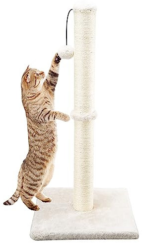 Dimaka Kratzbaum für Katzen, 74 cm, mit Sisalseil und weichem Plüschbezug