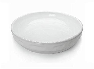 Fuente de porcelana redonda con cordón, baja blanca, 36 x 4,5 cm de altura