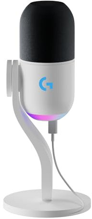 Logitech G Yeti GX Microphone Gaming RVB Dynamique avec LIGHTSYNC, USB prêt à l’Emploi pour Streaming, supercardioïde, pour PC/Mac - Blanc