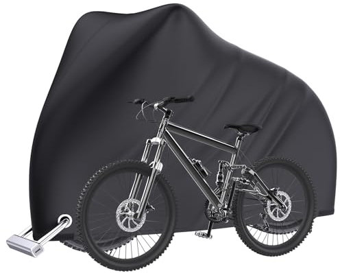 Senders Fahrradabdeckung Wasserdicht 190T Fahrradgarage Fahrrad Schutzhülle mit Schlosslöcher Wasserfest Schutz vor Schnee Staub Regen UV 200x70x110cm mit Beutel