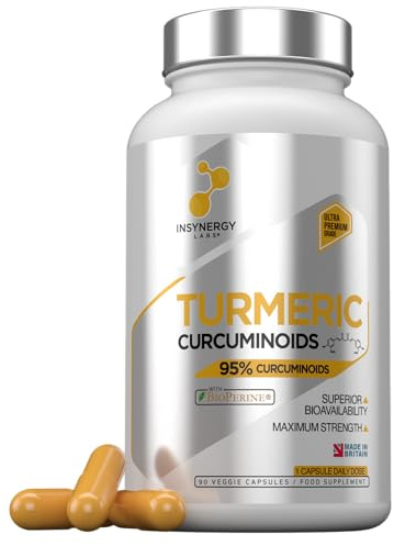 Turmeric Extract 5,000mg Per Capsule (Maximum Dose in UK) Superior Pure Curcumin, Turmeric Supplement Joints, 90 Vegan Curcumin Capsules High Strength Turmeric Curcumin