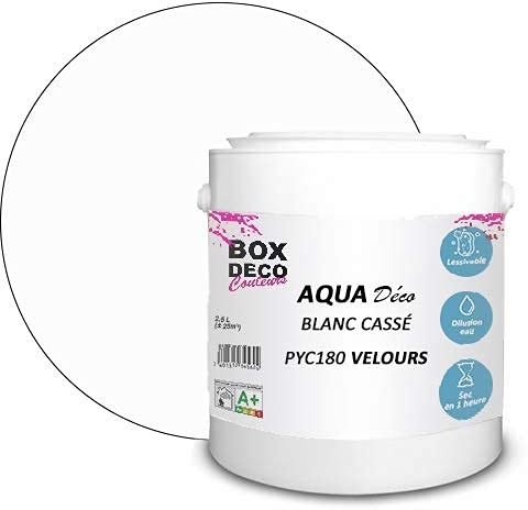 BOX DECO COULEURS Peinture murale acrylique aspect velours Aqua Déco - 2,5L, Blanc Cassé