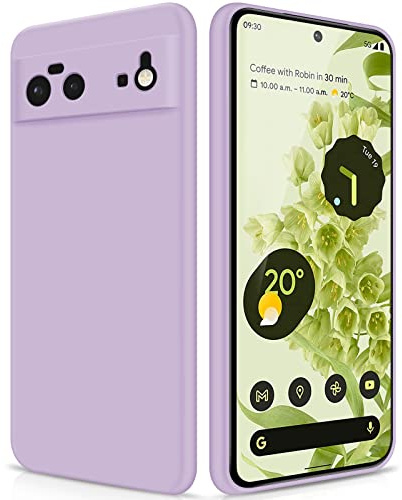 GiiYoon Hülle Kompatibel mit Google Pixel 6, Hochwertiges Liquid Silicone Case, Rundumschutz Handyhülle, Kratzfestes Weiches Mikrofaserfutter- Lila