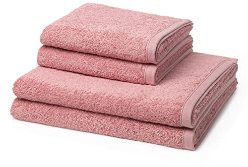 Ross - 4 teiliges Frottier-Set - Vita (2 X Handtuch 2 X Duschtuch im Set) - 520 g/m2 - Baumwolle - Walkfrottee - saugstark - weich und flauschig - Altrosa