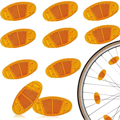YOUYIKE 10 Piezas Reflectores Bicicleta, Amarillo/Blanco Reflector Radios Bicicleta, Reflector Rueda Bicicleta para Todo Tipo de Autos Plegables Rendimiento de Bicicleta de montaña (Amarillo
