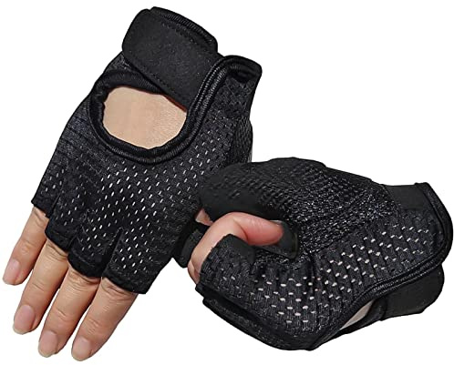 GWAWG 1 Pair Gym Gloves with Wrist Strap Elastic Back Mesh for Full Palm Protection, Lightweight Breathable for Women weightlifting, Home Gym, Cycling, Mountaineering, outdoor sports