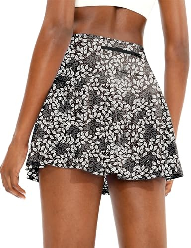 Timuspo Jupe de tennis plissée pour femme avec pantalon en dessous, taille haute avec poches, parfaite pour les sports d'été, la randonnée, la course à pied