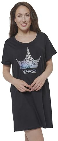 Disney Princess Camicia da notte da donna – Maglia per anniversario – Maglietta da notte – Pigiama a maniche corte nero, Nero , XL