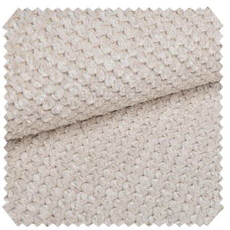 novely® ZEVEN Plüschiger Möbelstoff in Cord-Optik - Ultraweicher Polsterstoff mit Kachelmuster - Extrem Robuster Bezugstoff - Pflegeleichte Meterware 1lfm | Farbe: 14 Creme
