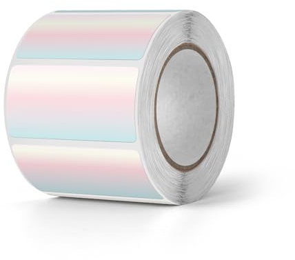 YIKIADA Holographiques Étiquettes Thermiques Adhésives 25 X 50 mm Rouges Dégradés Autocollantes Imperméable Imprimable pour Bureau École QR Inventaire 500 Pièces par Rouleau