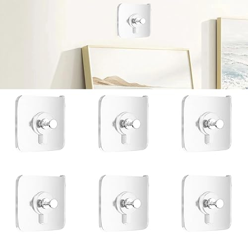 6-Stück Klebenägel,Bilder Aufhängen Ohne Bohren,Klebehaken Extra Stark,Klebenagel für Bilderrahmen,Klebenägel Wand,Wandbefestigung Ohne Bohren,zum Aufkleben Frame Spiegel Klebeschrauben Transparent