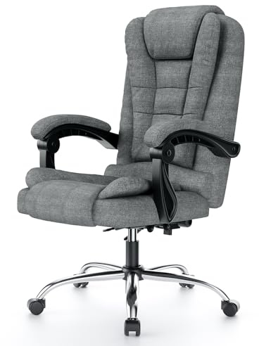 rattantree Executive Office Chair, Ergonomic Desk Chair, High Back Recliner Computer Chair with Spring-Packed Seat, Fabric Gaming Chair with Tilt Function For Home Office (Dark Grey Fabric)