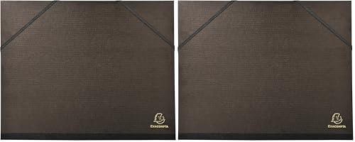 Exacompta - Réf. 547100E - 1 carton à dessin kraft noir vernis - avec élastiques - dos toilé - garde noire - dimensions 26 x 33 cm - formats à classer A4 et 240 x 320 mm - couleur noir (Lot de 2)
