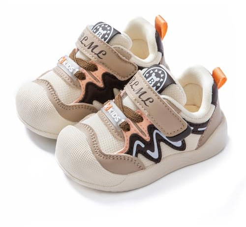 TootyTots Baby lära-gå-skor halkfria sneakers bred tåhätta | Ventilerande baby löparskor med kardborreband, halkfri gummisula och tåskydd för inomhus och utomhus