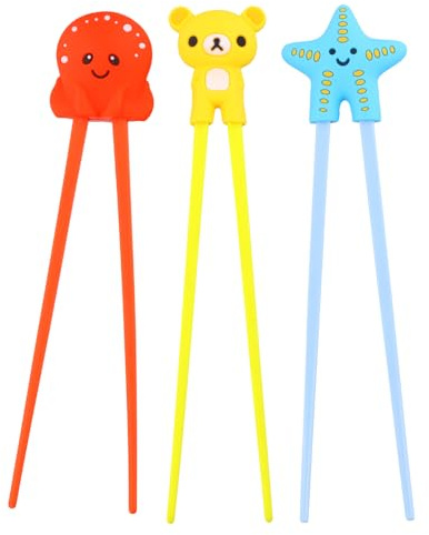 3 Paia Bacchette Per Bambini, Antiscivolo Riutilizzabile Bacchette Sushi Bambini Con Stampe Animalier, Adatto A Bambino, Principianti, Adulti E Anziani