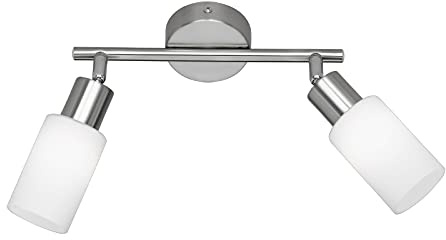 Reality R80012007 Mars - Focos con 2 luces, bombillas excluidas, E14, 40 W, 230 V, A++, E, IP20, 21 x 25,5 cm, diámetro 8 cm, metal, níquel mate