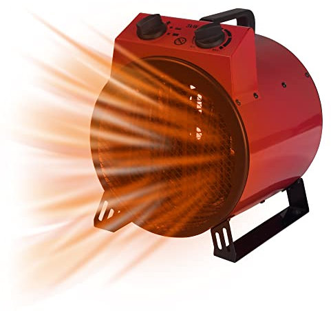 Igenix IG9301 Industrial/Commercial Drum Fan Heater with 2 Heat Settings and Cooling Fan Setting, Integrated Carry Handle, Ideal for Garages and Large Indoor Spaces, 3000 W, Red