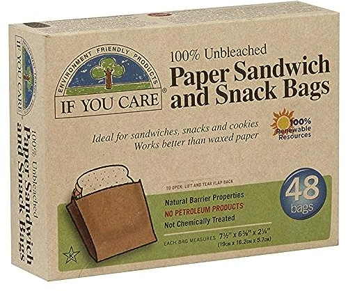 IF YOU CARE, 100% Unbleached Paper Bags, Sandwich And Snack, Pack of 3, Size 48 CT, (Gluten Free Kosher)