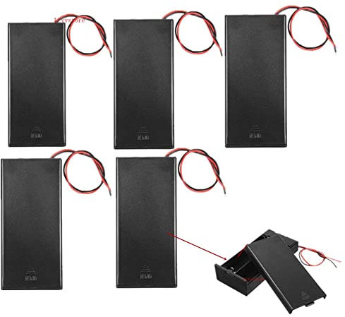 Ltvystore Plastic 18650 Battery Storage Case 2 Slots x 3.7V for 2x18650 Batteries Holder Box Container with ON Off Switch Set of 5