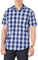 Amazon Essentials Men's Regular-Fit Short-Sleeve Poplin Shirt, Blue Buffalo Check, XL
