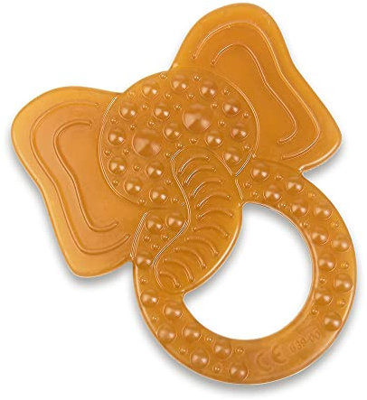 GRÜNSPECHT Bio-Beißring aus Naturkautschuk für zahnende Babys, massiert Zahnfleisch, BPA frei, weich, fördert Feinmotorik, Elefant (639-00), braun