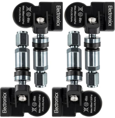 4 x RDKS TPMS däcktryckssensor däcktryckskontrollsystem metallventil DarkGrey kompatibel med New Beetle, Passat