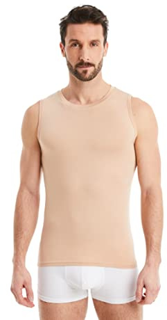 FINN Business Unterhemd Herren Ärmellos mit Rundhals-Ausschnitt - Unterziehshirt Männer aus original Lenzing® Modal Stoff - Das perfekte Tank-Top unter Hemd und Anzug Hautfarbe Nude XL