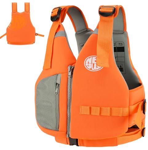 Schwimmlernweste Erwachsene, Schwimmhilfe, Festtoffweste ideal für den Wassersport, Kajak, Bootfahren, Schnorcheln (Orange, S)