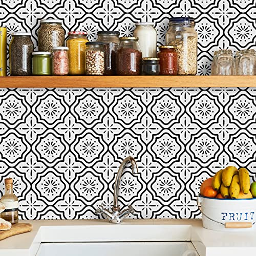 Sevalo Black White Peel and Stick Wallpaper Boho Contact Paper for Cabinets Black and White Geometric Contact Paper Self-Adhesive Removable Wallpaper Kitchen Drawer Liner Waterproof 17.5inW 78.7inL