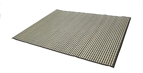 THE SECRET HOME - Alfombra de Bambú Antideslizante Rectangular - Láminas de 1 cm de Ancho - Tonos Grisáceos - 150x200 cm - para Salón, Dormitorio, Terraza, Baño