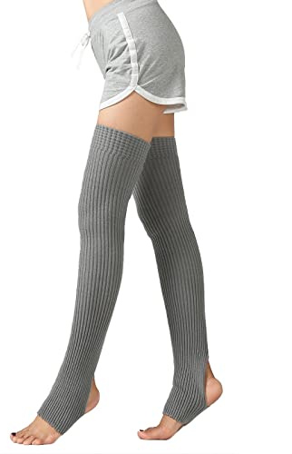 JK Home Guêtres Femme Fille Jambières Longue Tricoté Chaussettes de Yoga Sport Botte pour Danse Ballet Gris