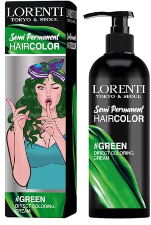 Lorenti Semi Permanent Direct Coloring Cream | Long Lasting Hair Colour Result | Green 250ml