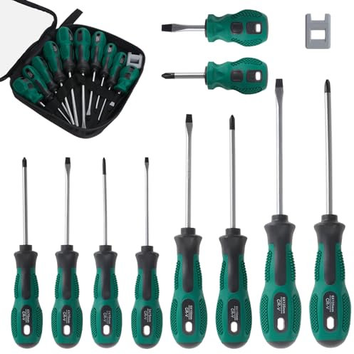 Moendergo 10 Stücke Schraubendreher Set Magnetisch, Enthält 5 kreuzschlitzschraubendreher und 5 Schlitzschraubendreher, mit Magnetisierer, Schraubenzieher Set zum Befestigen und Lösen