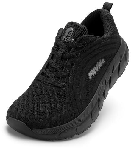 FitVille Damen Laufschuhe Weit Turnschuhe Atmungsaktiv Sportschuhe Leichte Barfußschuhe Joggingschuhe Sneaker Bequeme Walking Schuhe Breite Füße,Schwarz,39 EU,Weit