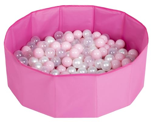 Petsona Piscine pour Chien À Balles Baignoire pour Chien Chat Animal, Rose: Rose Poudré/Perle/Transparent