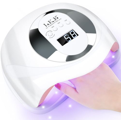 LKE 180W UV Lampe für Gelnägel, UV Lampe Nägel mit 4 Timer, LCD Display, Smart Sensor,Premium UV Lampe für Alle UV Gel Nagellack, Ideal für Anfänger und Profis, Perfektes Festivalgeschenk für Frauen