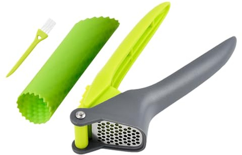 Prensa de ajo de acero inoxidable,Picadora de prensa de ajo | Prensa manual de ajos de acero inoxidable de grado alimenticio | Mango ergonómico, utensilio de cocina, herramienta para picar, fácil de a