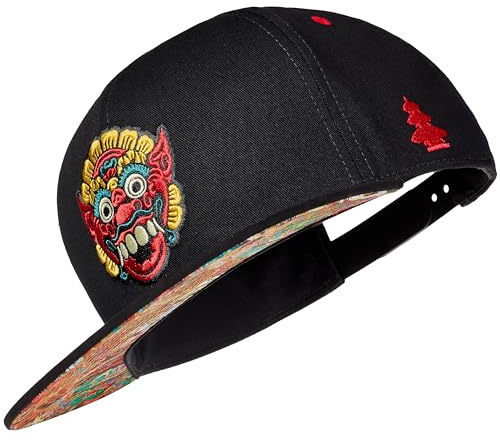 Cadency® Snapback Cap Herren, Bali, Baseball Kappe, Basecap gerader Schirm, Premium Qualität, Langlebig, Einheitsgröße, Unisex, Schwarz, Größenverstellbar