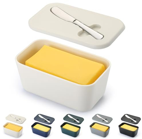 Porta Burro da Frigorifero, ReaNea Burriera Contenitore Portaburro In Plastica Con Coltello Da Burro da tavola, portaburro da frigo