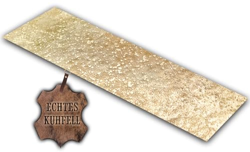 unendlich schoen Tapis en Peau de Vache véritable Petit, Tapis pour Salon, Couloir, entrée, Peau de Vache Droite pour Petites Surfaces (doré, 150 x 46 cm)