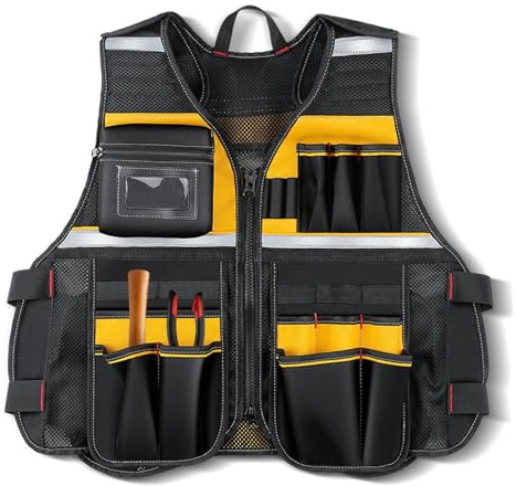 Verktygsväst för män,Verktygsväst för män Bekväm Andningsbar Multi-Pocket | Builders Tool Jacket Snickare Snickare Mekaniker