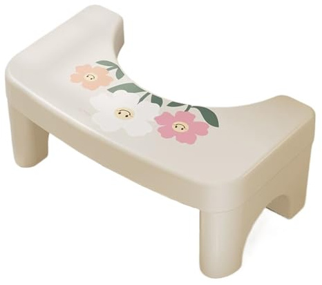 BAMFY Sgabello Da Toilette Per Adulti Bambini Rimovibile Portatile Sgabello Per Cacca Per Il Bagno, Antiscivolo Sgabello Per Wc, Sgabello Con Poggiapiedi Per Fare La Cacca(White A)