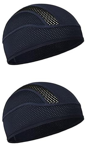 2 Stück Laufmütze,Unterhelmmütze Atmungsaktiv Under Helmet Hat, Skull Cap, Licht Helmmütze Cooling Fahrradmütze Unter Helm,Geeignet für Männer und Frauen Beim Radfahren,Laufen und Sport (Schwarz)
