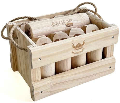 Number Kubb Smite Timmer kasta spelpinne kastspel av lövträ (med tall trälåda, klassiker)