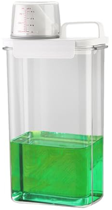 Laundry Soap Dispenser - Fabric Softener Storage, Scent Booster Canister | Clear Liquid Holder, Moistures-PROOFSS Measuring Bottle, Refillable Laundry Organizer, Secure Detergent Container, Home Essen