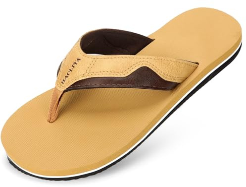 HAOLIRA Flip Flops Men Arch Support Summer Beach Travel Orthotic Walking Thong Sandals Non Slip Lightweight Comfortable Outdoor Pool Shoes UK Size 8-13 (04 Dark brown/Khaki 42/US 9)