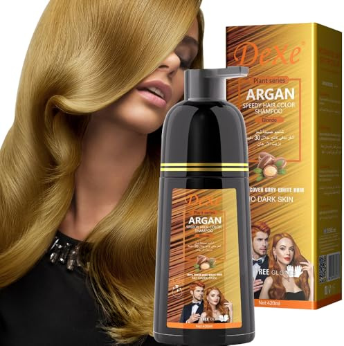 Instant Black Hair Shampoo 420ml - Champú semipermanente de tinte negro para cabello natural, dura 30 días, fórmula de acción rápida para hombres y mujeres (Blonde)