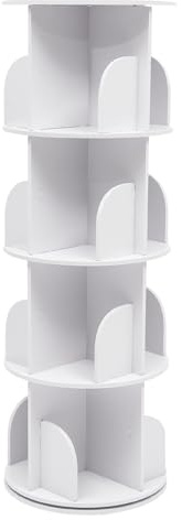 Estanteria Giratoria Libros 4 Niveles de 360 anuncios Madera Maciza Redonda de la Estantería de la Torre, Organizador Multifuncional Soporte de Almacenamiento Giratorio para Niños Adultos